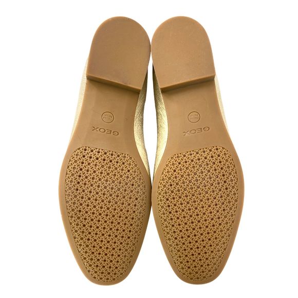 GEOX Marlyna Leather Sparkly Metallic Gold Penny Loafers NWB - Picture 8 of 10